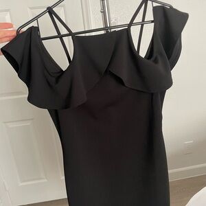 Haute Monde Black Strapless Dress with Ruffles